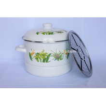 double layer enamel steamer pot with full color